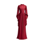 Gemy Maalouf Draped Waist Dress with Ruffled Sleeves
