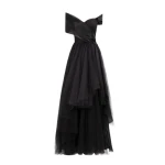 Gemy Maalouf Draped and Ruffled Tulle Dress