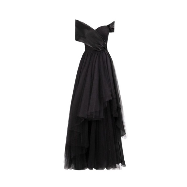 Gemy Maalouf Draped and Ruffled Tulle Dress