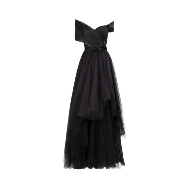 Gemy Maalouf Draped and Ruffled Tulle Dress