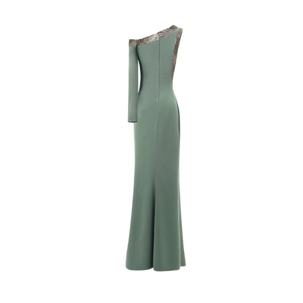 Gemy Maalouf Embellished Asymmetrical Neckline Dress