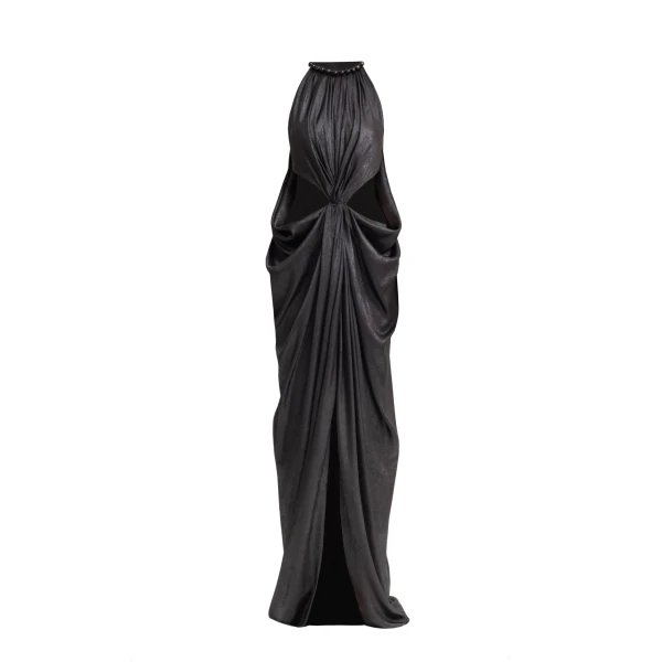 Gemy Maalouf Embellished Draped Lamé Dress