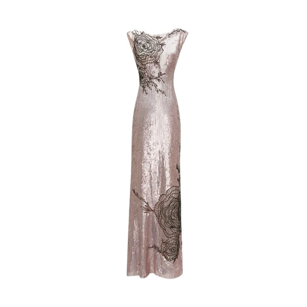Gemy Maalouf Embroidered Structured Shoulder Dress