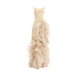 Gemy Maalouf Fitted Scoop-Neck Dress with Sculpted Flowers