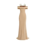 Gemy Maalouf Floral Beaded Off-Shoulder Dress