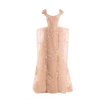 Gemy Maalouf Floral Embroidered Dress with Cap Sleeves