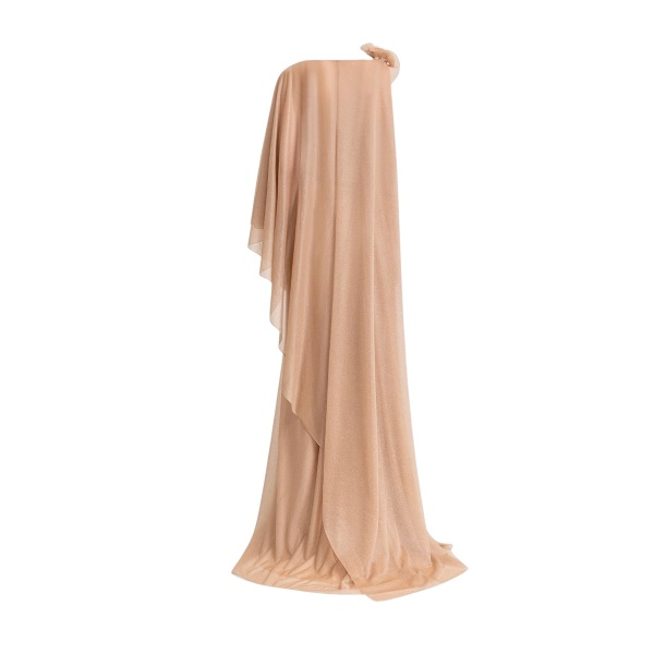 Gemy Maalouf Floral Neckline Asymmetrical Dress