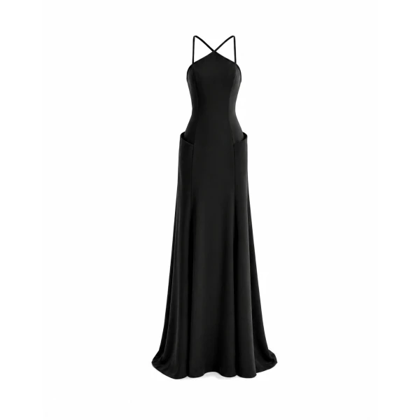 Gemy Maalouf Halter-Neck Dress with Structured Hips