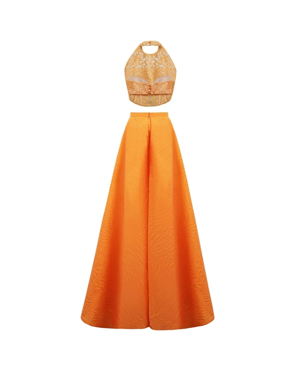 Gemy Maalouf Halter-Neckline Top with Draped Skirt Gemy Maalouf Halter-Neckline Top with Draped Skirt