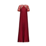 Gemy Maalouf Halter Plissé Dress with Bow and Bolero Sleeves