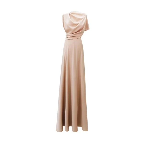 Gemy Maalouf High Collar and Cut-Out Back Dress