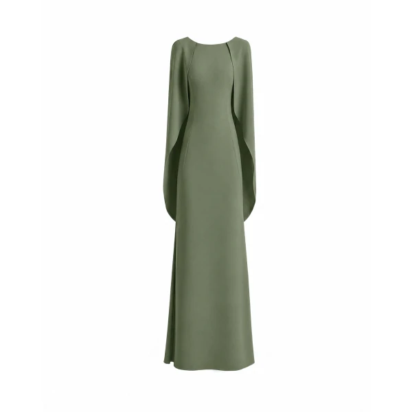 Gemy Maalouf High-Neck Dress with Cape Sleeves