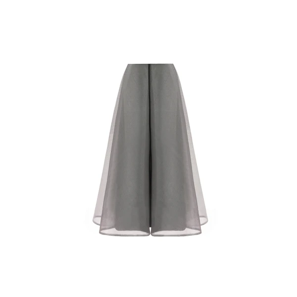 Gemy Maalouf High-Neck Feather Top with Metallic Skirt