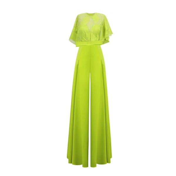 Gemy Maalouf Lace Top Paired With High Waisted Pant