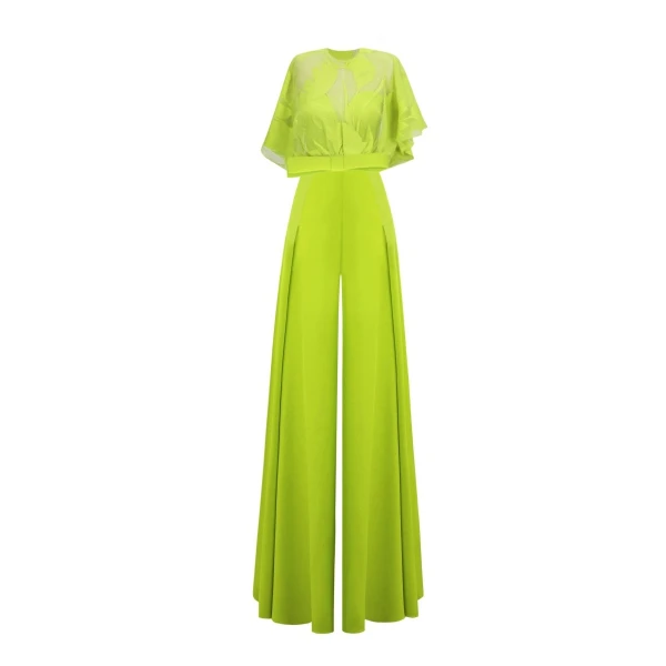 Gemy Maalouf Lace Top Paired With High Waisted Pant