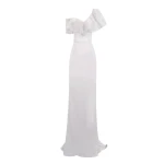 Gemy Maalouf Light Lilac Asymmetrical Neckline Slim-Cut Dress