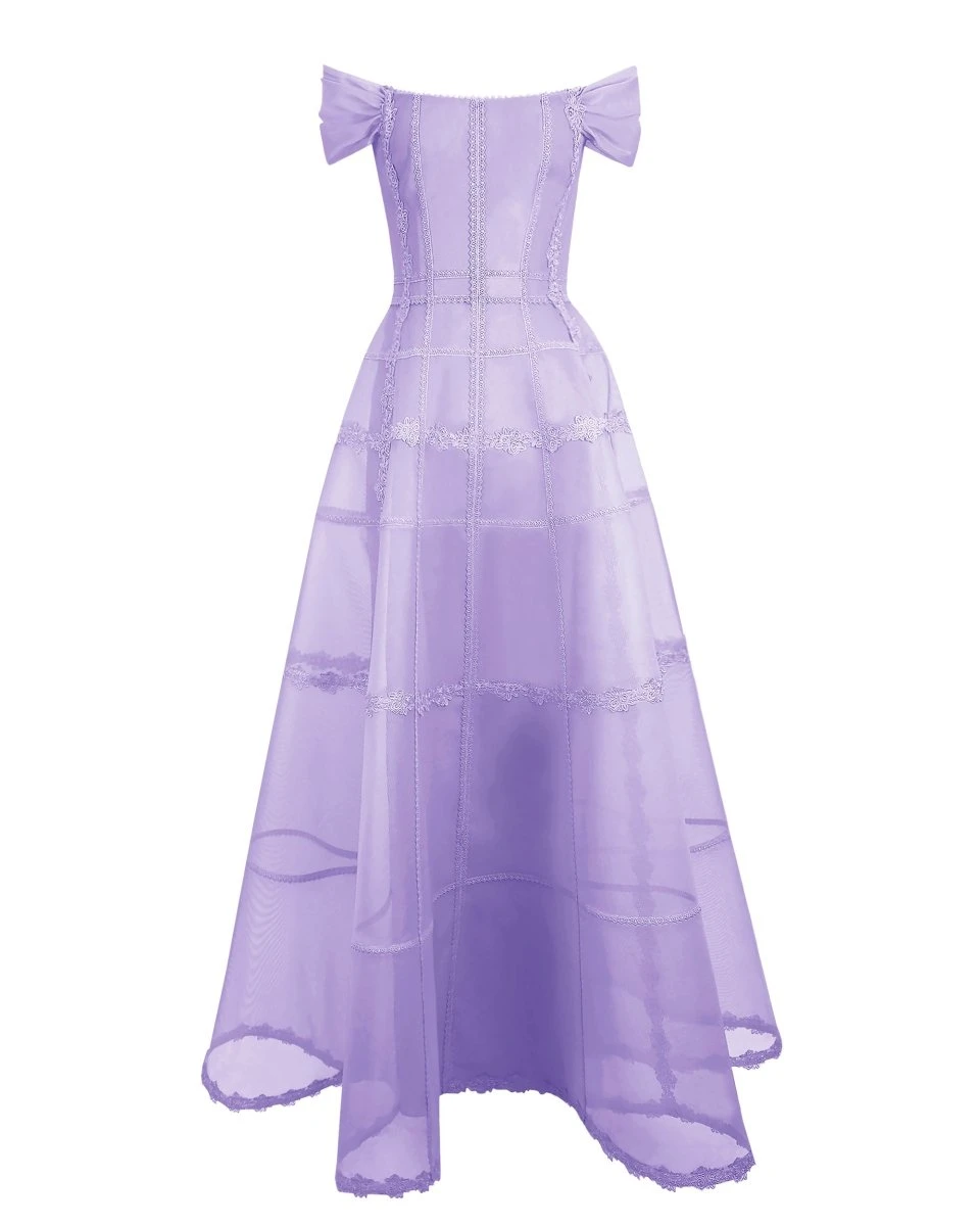 Gemy Maalouf Lilac Mesh Long Dress Gemy Maalouf Lilac Mesh Long Dress
