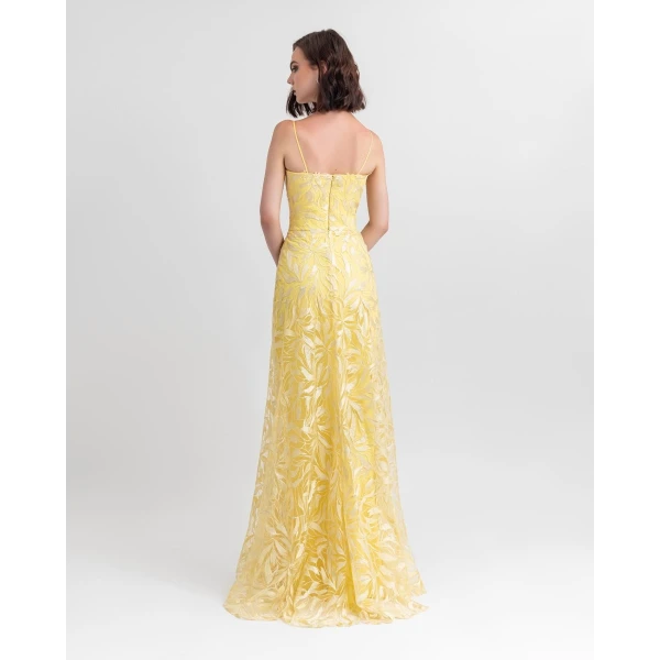 Gemy Maalouf Long Dress With Chiffon Cape
