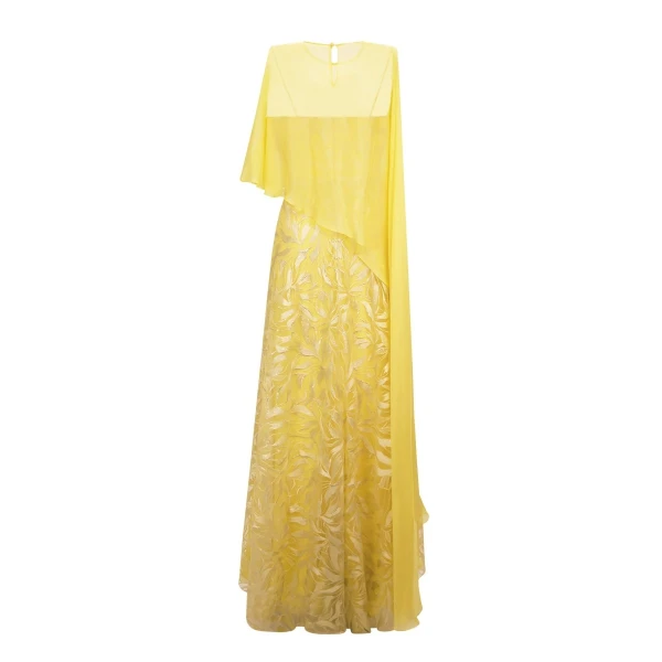 Gemy Maalouf Long Dress With Chiffon Cape