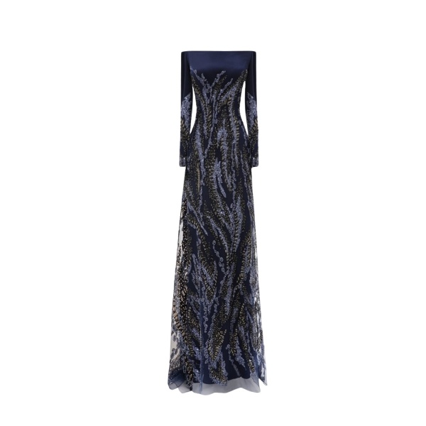 Gemy Maalouf Long Sleeves Beaded Dress