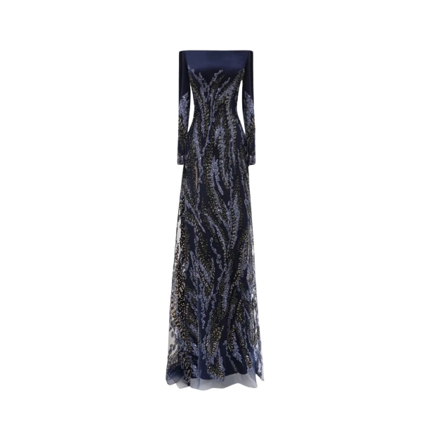 Gemy Maalouf Long Sleeves Beaded Dress