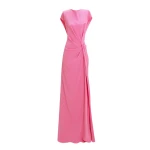 Gemy Maalouf Loose Cut Candy Pink Dress With Drapings