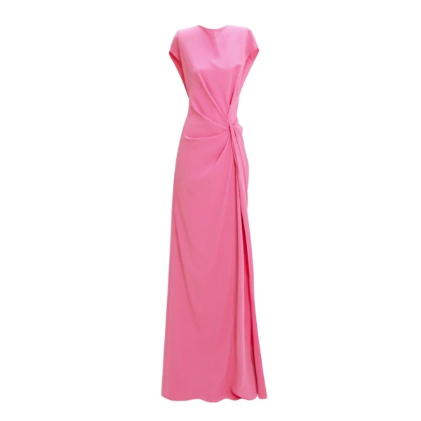 Gemy Maalouf Loose Cut Candy Pink Dress With Drapings