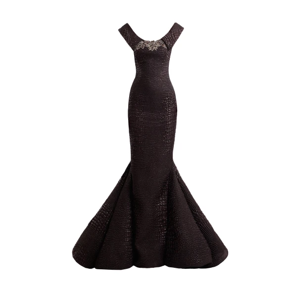 Gemy Maalouf Mermaid Textured Embellished Dress