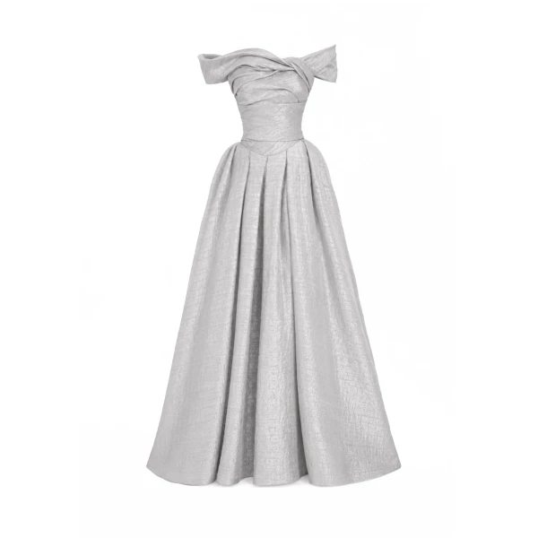 Gemy Maalouf Off-Shoulder Jacquard Dress