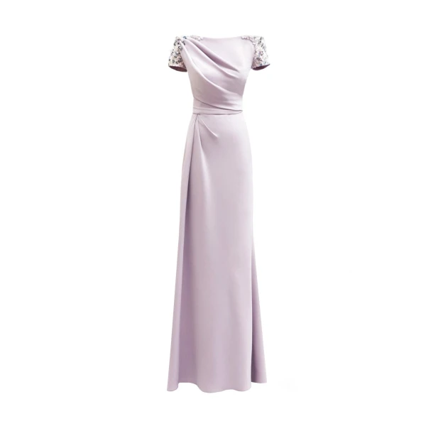 Gemy Maalouf Off-Shoulders Dress with Beaded Sleeves