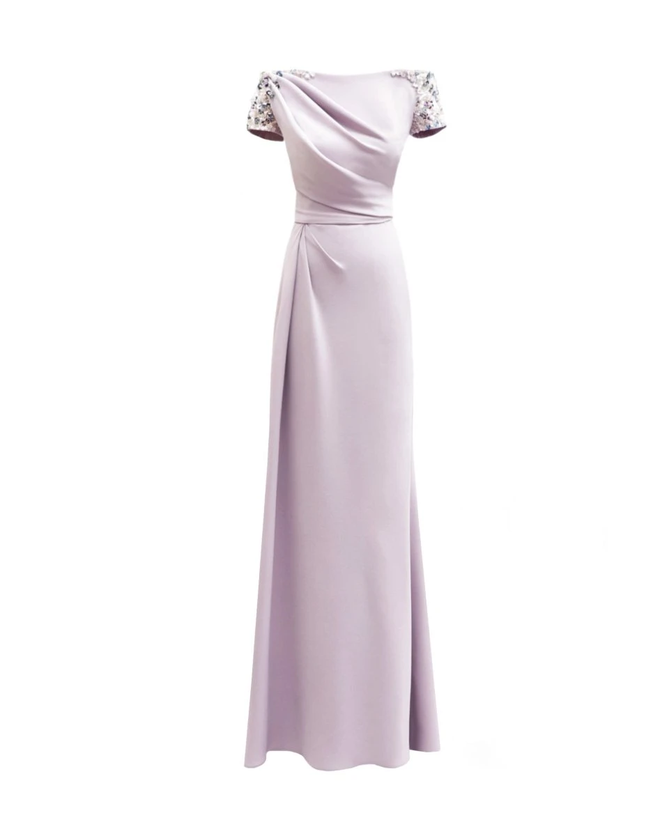 Gemy Maalouf Off-Shoulders Dress with Beaded Sleeves Gemy Maalouf Off-Shoulders Dress with Beaded Sleeves