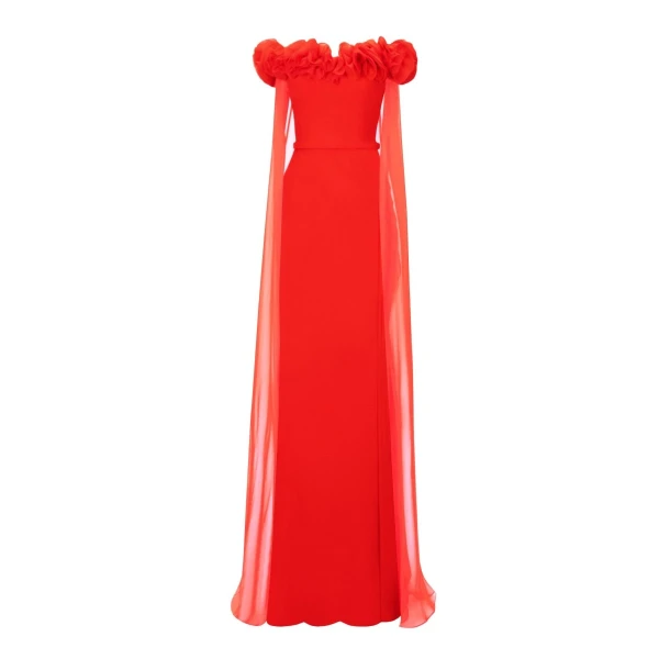 Gemy Maalouf Off-The-Shoulders With Flower Embellisment Dress