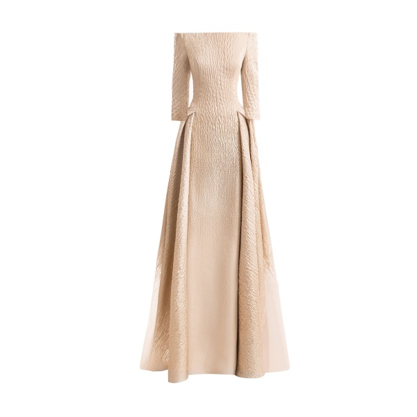 Gemy Maalouf Ombré Off-Shoulder Jacquard Dress