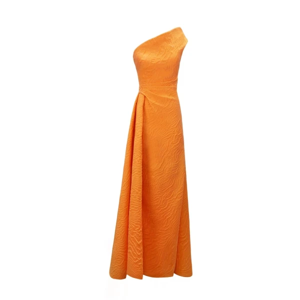 Gemy Maalouf One-Shoulder Dress with Draped Waistline