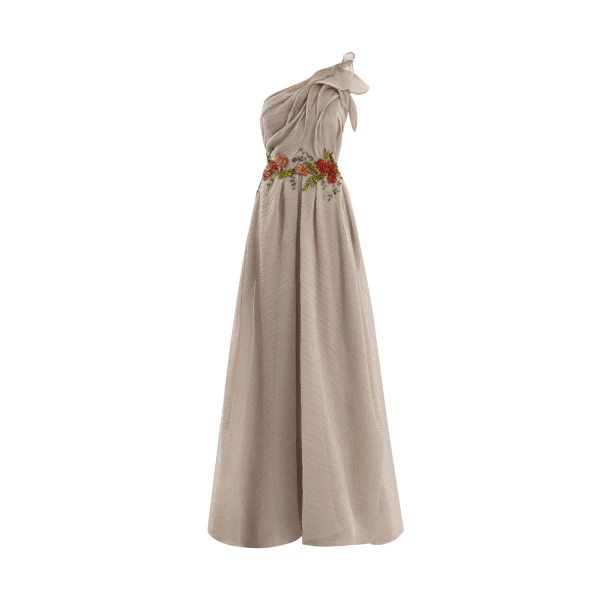 Gemy Maalouf One-Shoulder Pleated Dress