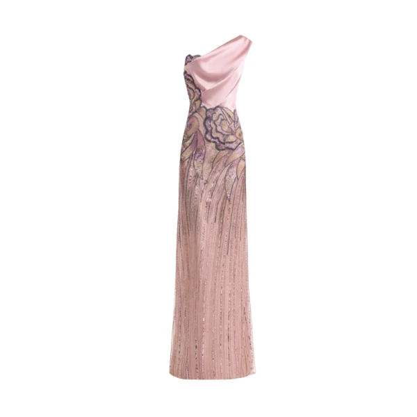 Gemy Maalouf One-Shoulder Satin Dress