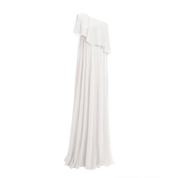 Gemy Maalouf One-Shoulder White Dress with Ruffles