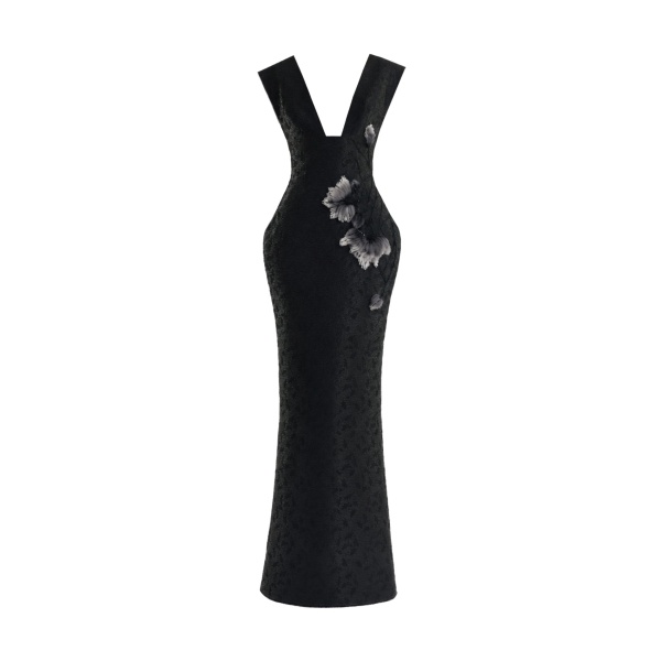 Gemy Maalouf Plunging Jacquard Dress