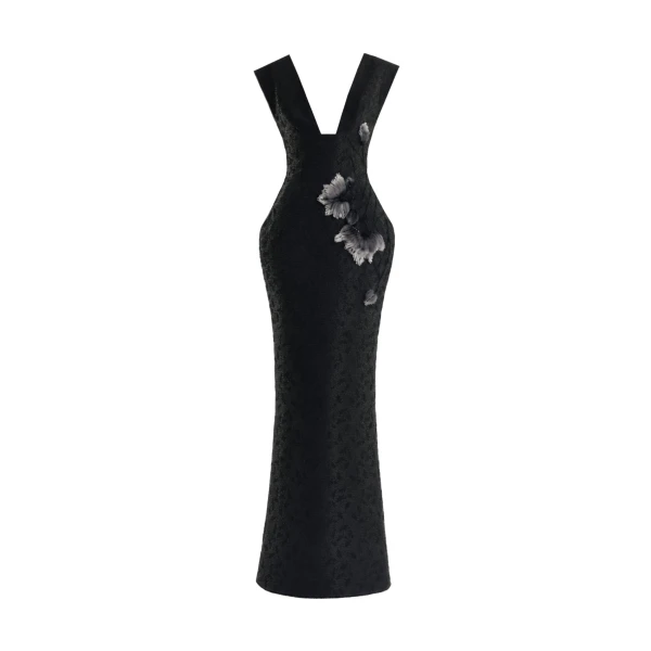 Gemy Maalouf Plunging Jacquard Dress