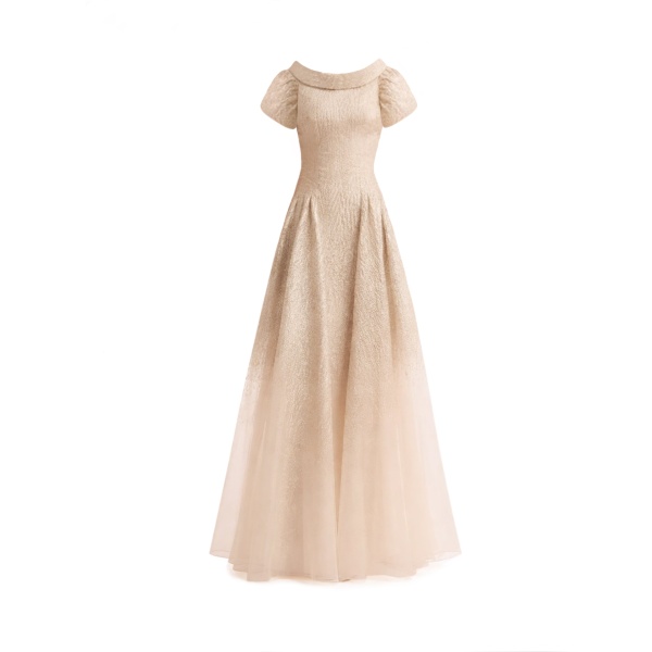 Gemy Maalouf Puff-Sleeve Dress with Sheer Degradé