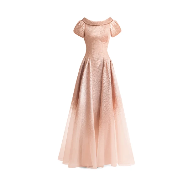 Gemy Maalouf Puff-Sleeve Dress with Sheer Degradé