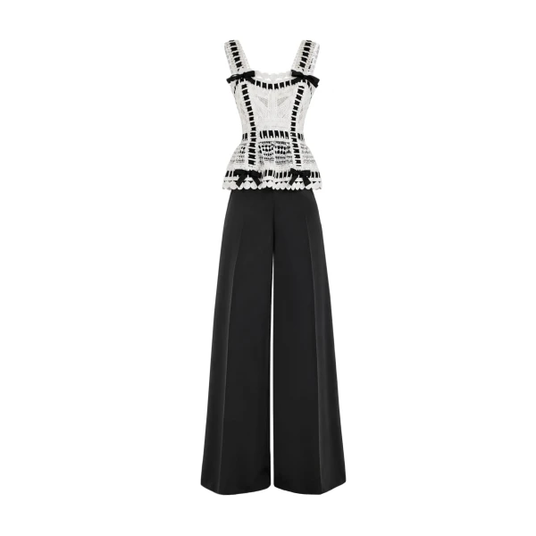 Gemy Maalouf Ribbon Detail Peplum Set