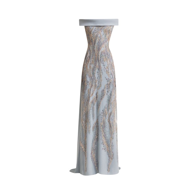 Gemy Maalouf Slim-Cut Dress with Long Cape