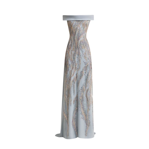 Gemy Maalouf Slim-Cut Dress with Long Cape