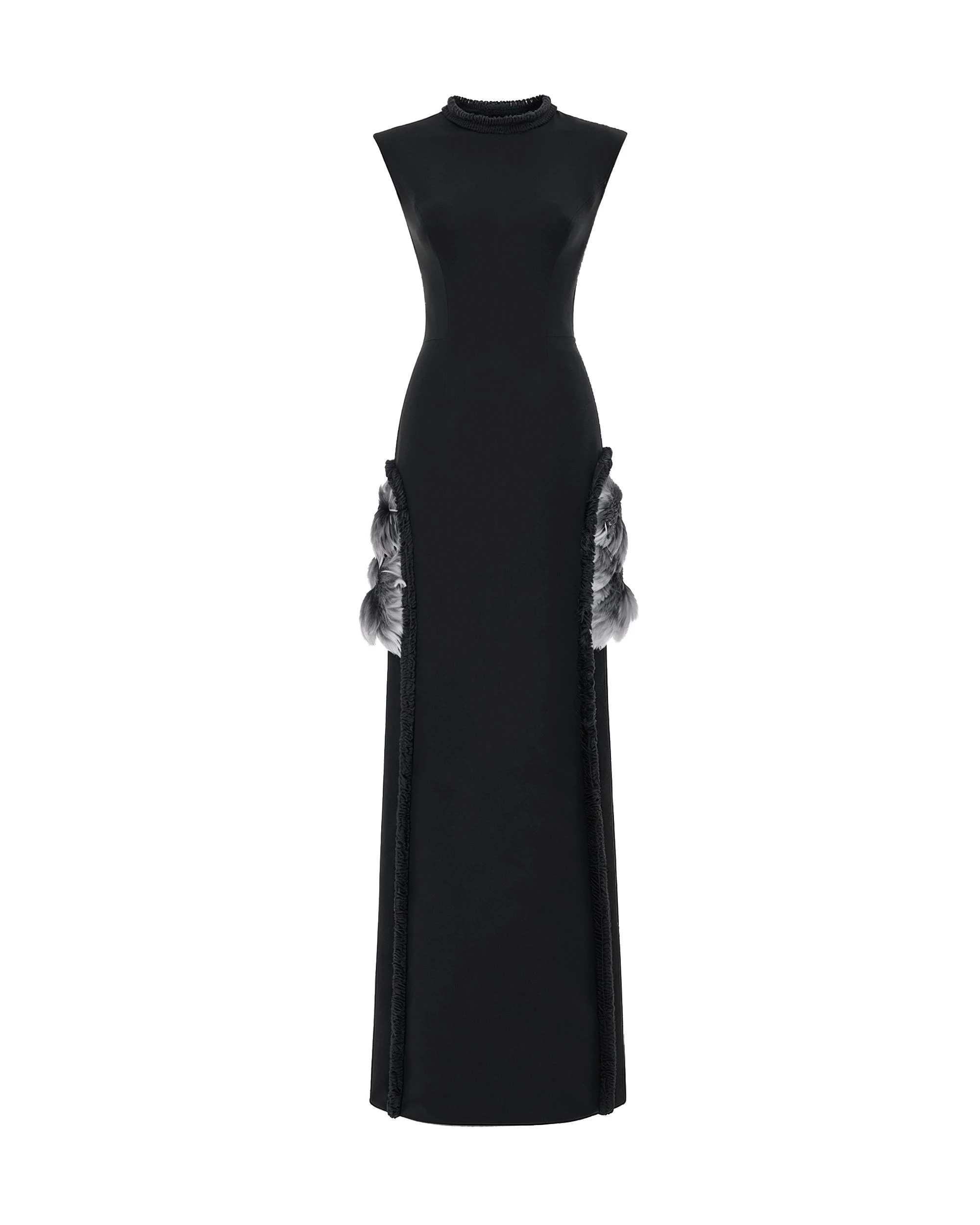 Gemy Maalouf Slim Dress with Floral Appliqués Gemy Maalouf Slim Dress with Floral Appliqués