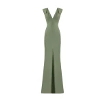 Gemy Maalouf Slim V-Neck Dress with Pleated Shoulders
