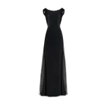 Gemy Maalouf Square-Neck Dress with Embroidered Shoulders