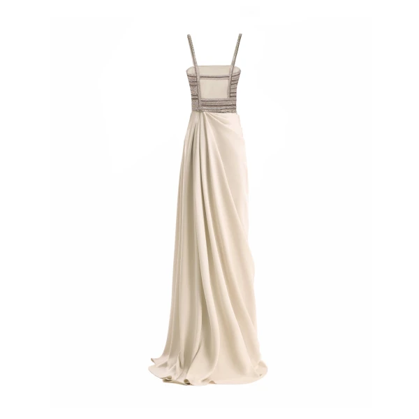 Gemy Maalouf Squared-Neck Beaded Dress