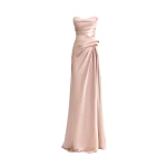 Gemy Maalouf Strapless Asymmetrical Draped Satin Dress