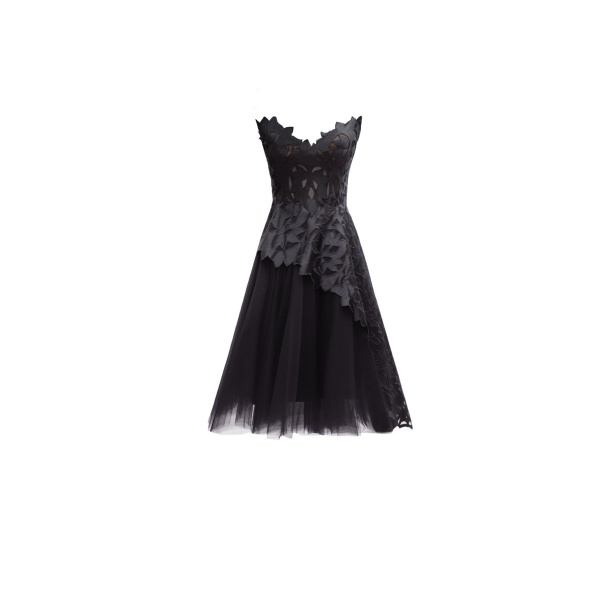 Gemy Maalouf Strapless Asymmetrical Top with Short Skirt